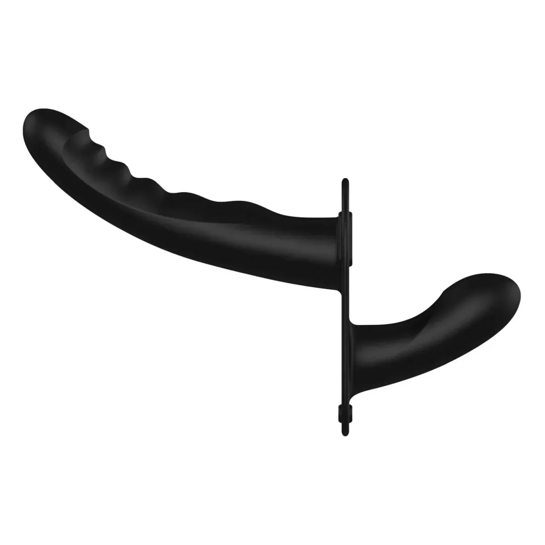 ouch-dual-silicone-ribbed-strap-on-adjustable-black