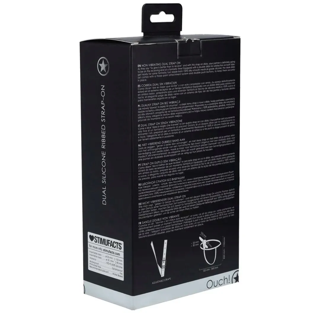 ouch-dual-silicone-ribbed-strap-on-adjustable-black-kolor-czarny