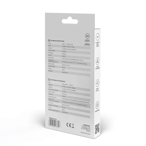 savio-ak-54-hub-usb-c-4-x-usb-a-szary-stan-nowy-marka-savio