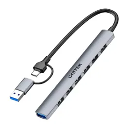 unitek-hub-usb-a-c-7w1-usb-a-z-adapterem-usb-a-5-gbps