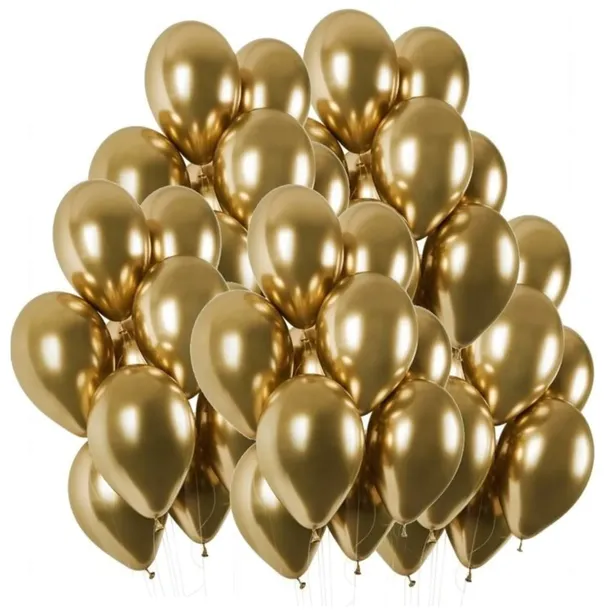 BALONY ZŁOTE CHROMOWANE ZESTAW BALONÓW NA URODZINY KOMUNIE METALICZNE 50SZT