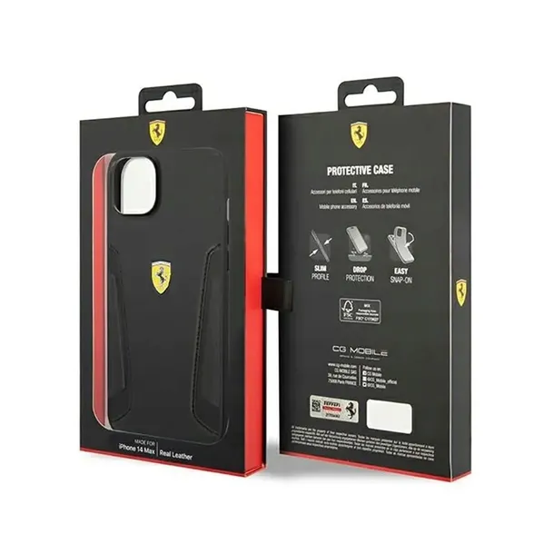 ferrari-leather-stamp-sides-etui-iphone-14-plus-czarny-zalaczone-wyposazenie-szklo-hartowane