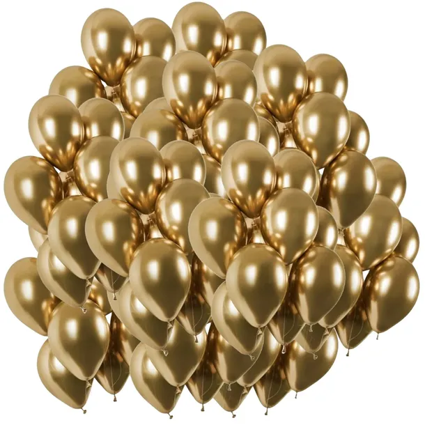 BALONY ZŁOTE CHROMOWANE ZESTAW BALONÓW NA URODZINY KOMUNIE METALIK 100SZT
