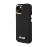 guess-silicone-script-metal-logo-and-frame-etui-iphone-15-czarny-stan-nowy