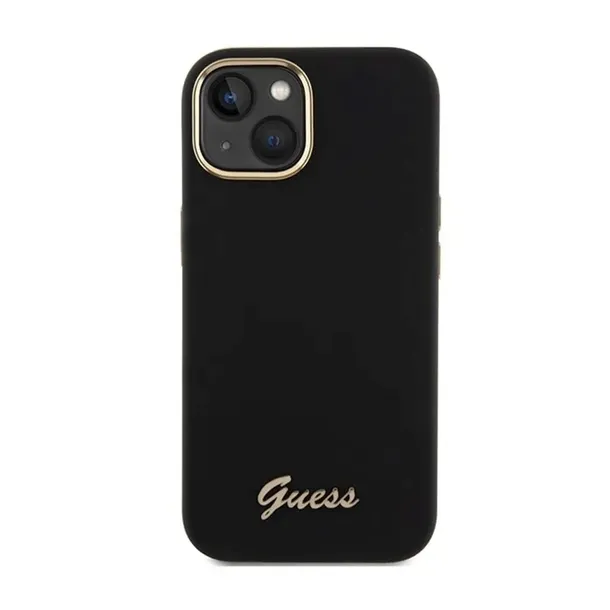 guess-silicone-script-metal-logo-and-frame-etui-iphone-15-czarny-kolor-czarny