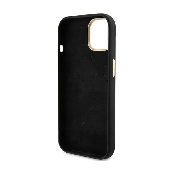 guess-silicone-script-metal-logo-and-frame-etui-iphone-15-czarny-stan-opakowania-oryginalne
