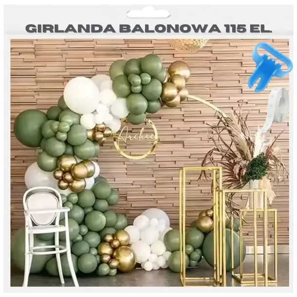 GIRLANDA BALONOWA KOMUNIA BALONY NA CHRZEST ROCZEK URODZINY ZESTAW 117 EL