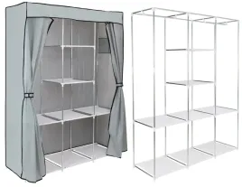 szafa-tekstylna-z-8-polkami-sonia-szara-z-kurtyna