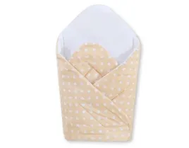 rozek-dla-niemowlat-bawelniany-z-wkladka-usztywniajaca-biale-grochy-na-be