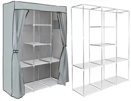 szafa-tekstylna-z-8-polkami-sonia-szara-z-kurtyna