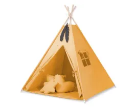 namiot-tipi-dla-dzieci-mata-poduszki-zawieszki-piora-musztardowy