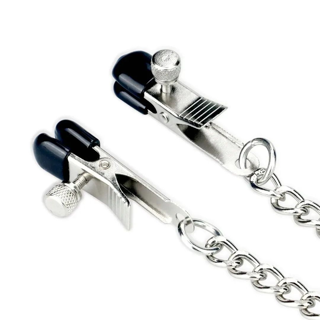 metallic-silver-collar-with-nipple-clamp