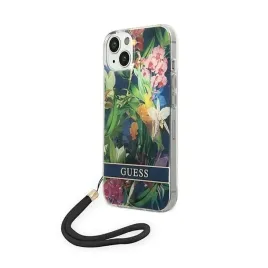 guess-flower-cord-etui-ze-smyczka-iphone-14-niebieski