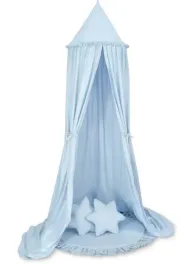 zestaw-baldachim-wiszacy-mata-poduszki-niebieski