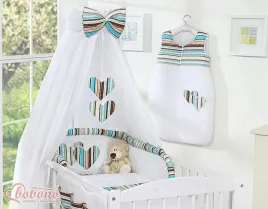 baldachim-z-tkaniny-serduszka-paseczki-brazowe