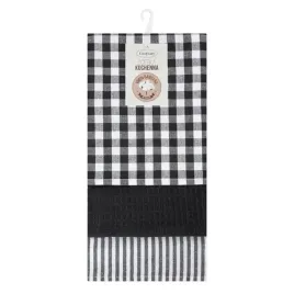 komplet-3-scierek-lucy-50x70-czarne-bawelniane-kuchenne-kratka