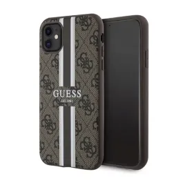 guess-4g-printed-stripes-magsafe-etui-iphone-11-brazowy