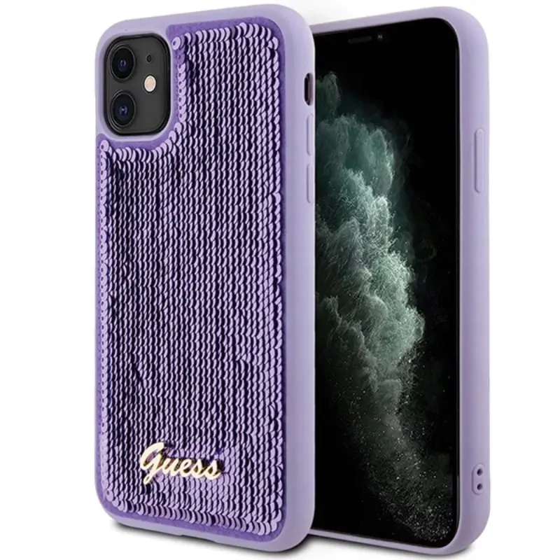 guess-sequin-script-metal-etui-iphone-11-fioletowy
