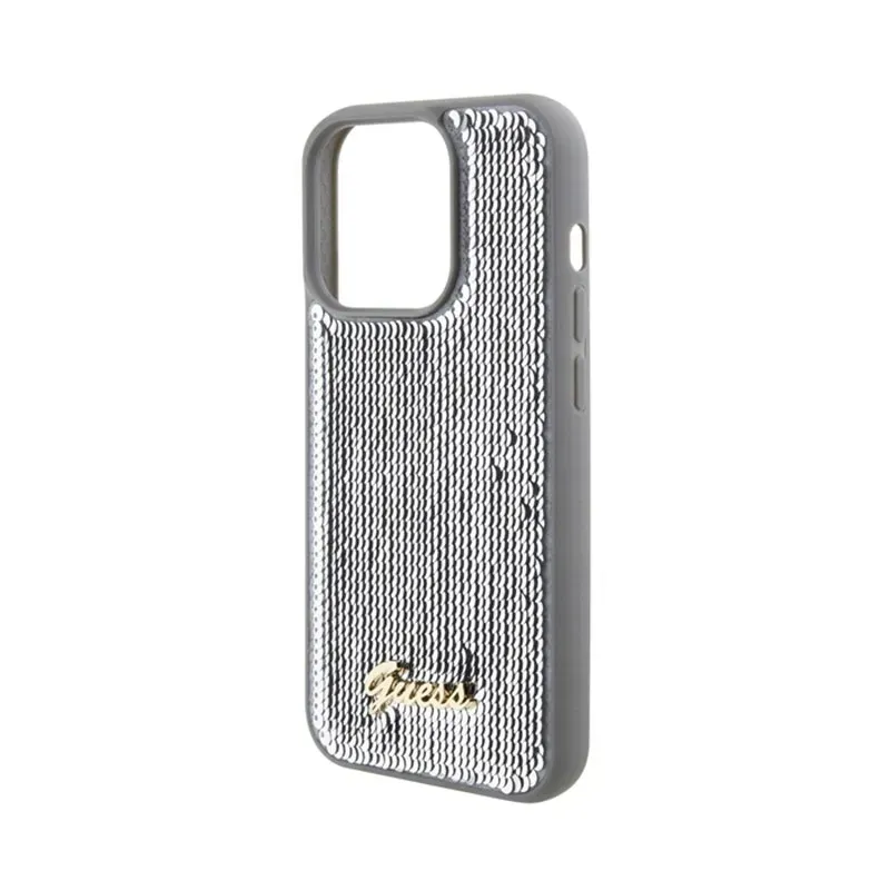 guess-sequin-script-metal-etui-iphone-15-pro-srebrny