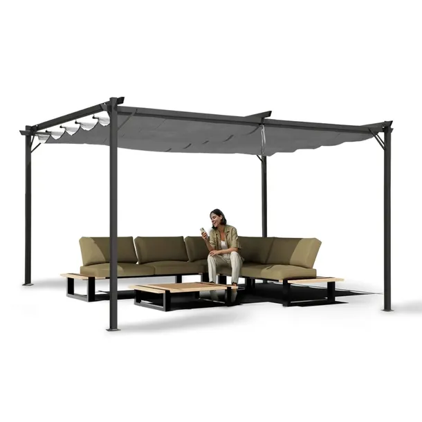 PERGOLA TARASOWA ALTANA OGRODOWA 3X4M SZARA METALOWA ZADASZENIE TARASU IRDA