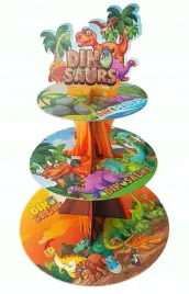 patera-na-ciasto-babeczki-mufinki-dinozaury-stojak-3-pietrowa-kolorowa-37cm