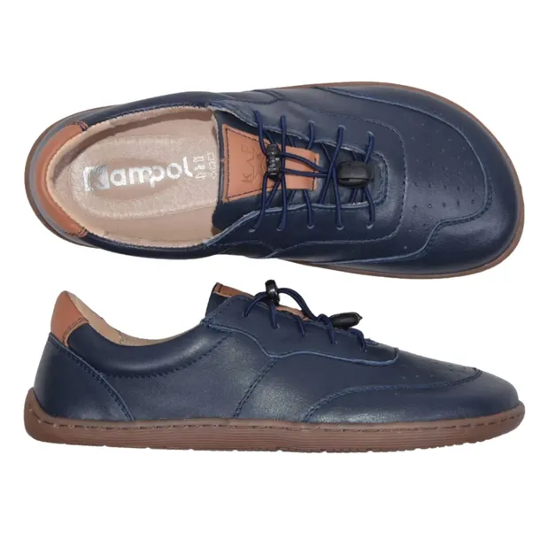 Buty Damskie Barefoot Szerokie Skórzane Trampki Półbuty Kampol Granatowe 38