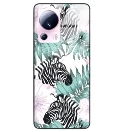 etui-glass-black-do-xiaomi-13-lite-kwiatowy-roslinny-tropikany-pattern-wz