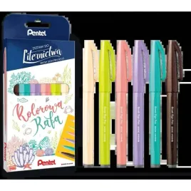 pisak-pentel-brush-sign-pen-kpl-6-kolorow-ses15c