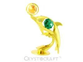 metalowa-figurka-pozlacana-delfin-z-pilka-zlota-cyrkonie-swarovski-delfinek