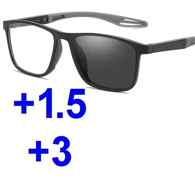 Okulary progresywne fotochrom sportowe gotowe +1.5 DAL, +3 BLIŻ