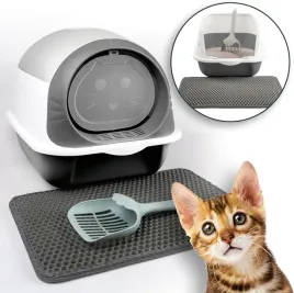 linuma-kuweta-zamknieta-dla-kota-szara-z-pokrywa-mata-i-lopatka