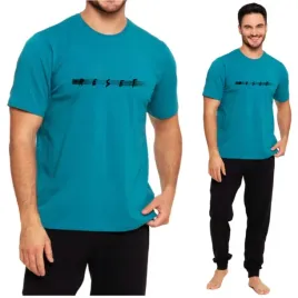 pizama-meska-bawelniana-z-krotkim-rekawem-dlugie-spodnie-turkusowy-xxl