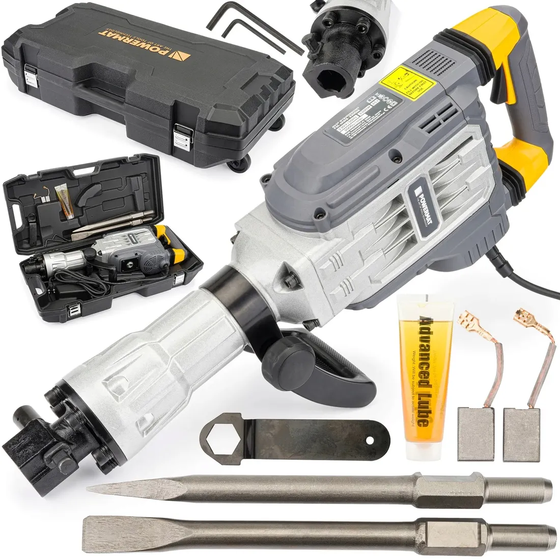 mlot-wyburzeniowy-udarowy-do-kucia-betonu-mocny-3300w-hex-65j-walizka-dluta-stan-nowy