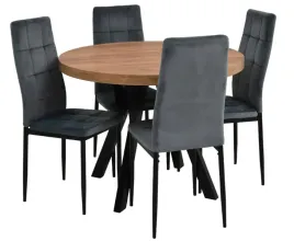 stol-okragly-rozkladany-100x100-200cm-i-4-krzesla-tapicerowane-welurowe