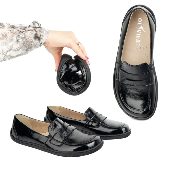 BAREFOOT Eleganckie Damskie minimalistyczne mokasyny 1280 czarne 41