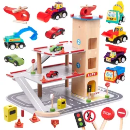 parking-drewniany-garaz-dla-dzieci-benino-pietrowy-winda-autka-akcesoria
