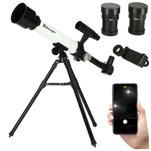 TELESKOP ASTRONOMICZNY DLA DZIECI EDUKACYJNY LUNETA STATYW OBIEKTYWY UCHWYT