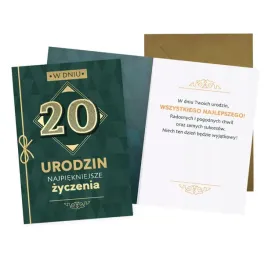 kartka-z-zyczeniami-zielona-urodzinowa-elegancka-20-urodziny-dwudziestka