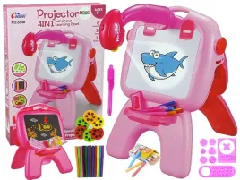 tablica-dwustronna-kredowa-pisaki-stojaca-projektor-obrazki-rozowa