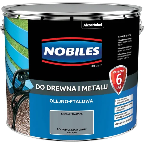 NOBILES Farba olejna ftalowa Ftalonal SZARA JASNA RAL 7001 10L