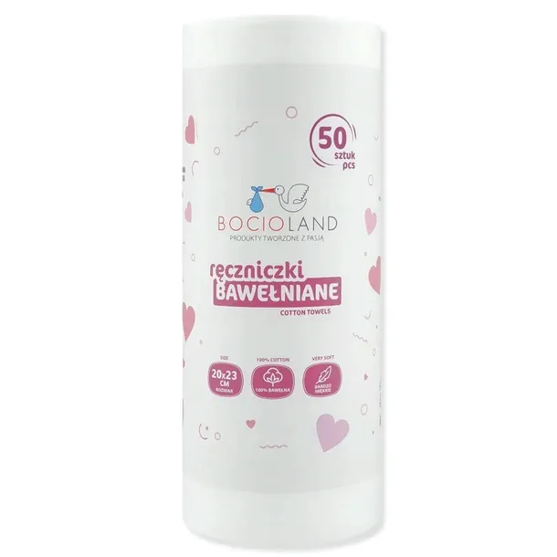 BOCIOLAND Ręczniczki BAWEŁNIANE 20x23cm - rolka (50szt.)