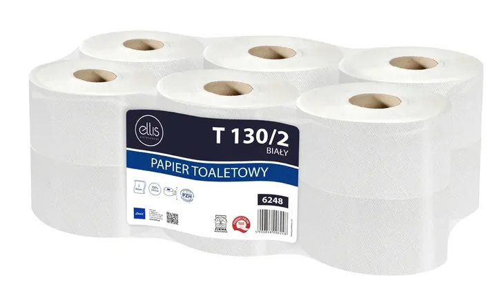 Papier toaletowy 120m biały JUMBO Ellis 12 rolek.