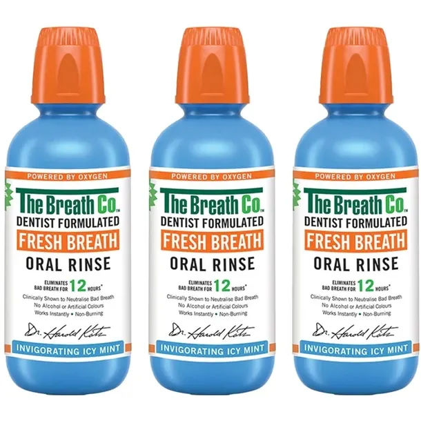 3x Płyn do płukania przeciw halitozę THE BREATH CO Icy Mint 500 ml