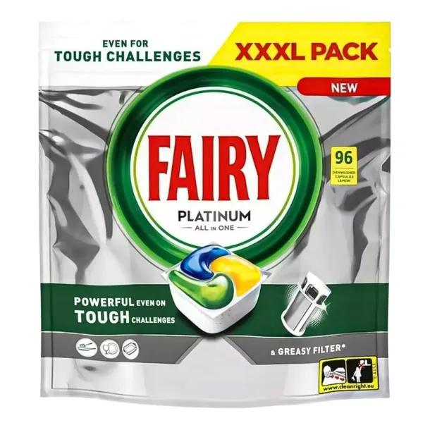 Fairy Platinum All In One Kapsułki Do Zmywarki Wszystko w Jednym 96 Szt.