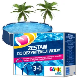 Zdjęcie produktu GAMIX ZESTAW CHEMIA BASENOWA DO WODY BASENU 3W1 SZOK CHLOR ALGA MULTI TABS