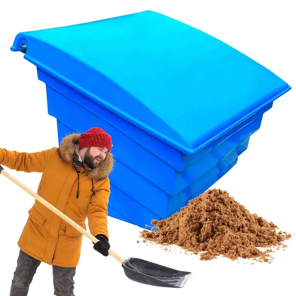 Skrzynia na piasek sól 70l pojemnik sorbent drogowy na zimę 100kg niebieski
