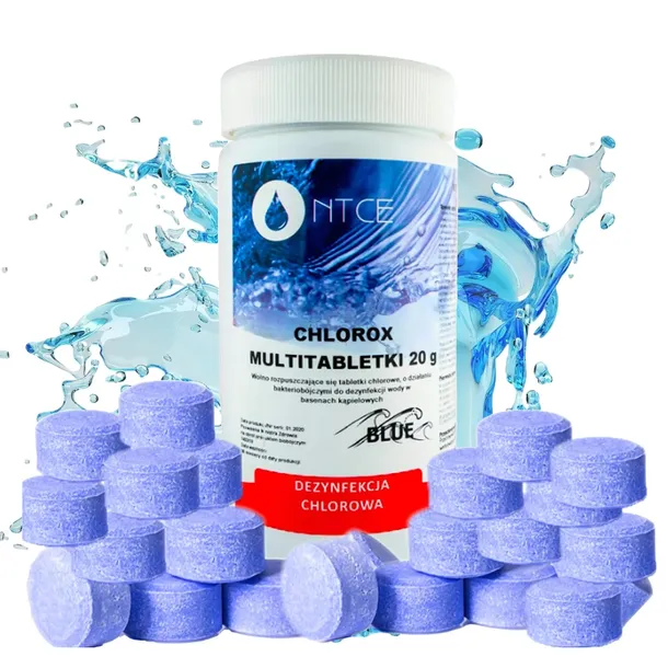 12w1 CHLOR DO BASENU JACUZZI TABLETKI NIEBIESKA WODA CHEMIA DO BASENU 20g