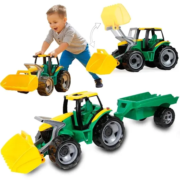 LENA TRAKTOR Z PRZYCZEPKĄ I SPYCHEM GIGANT XXL CIĄGNIK ROLNICZY MAXI