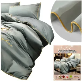 posciel-220x200-komplet-4cz-jednolita-z-haftem-mikrofibra-areta-szara