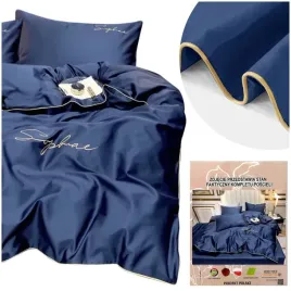 posciel-160x200-komplet-4cz-jednolita-z-haftem-mikrofibra-areta-niebieska